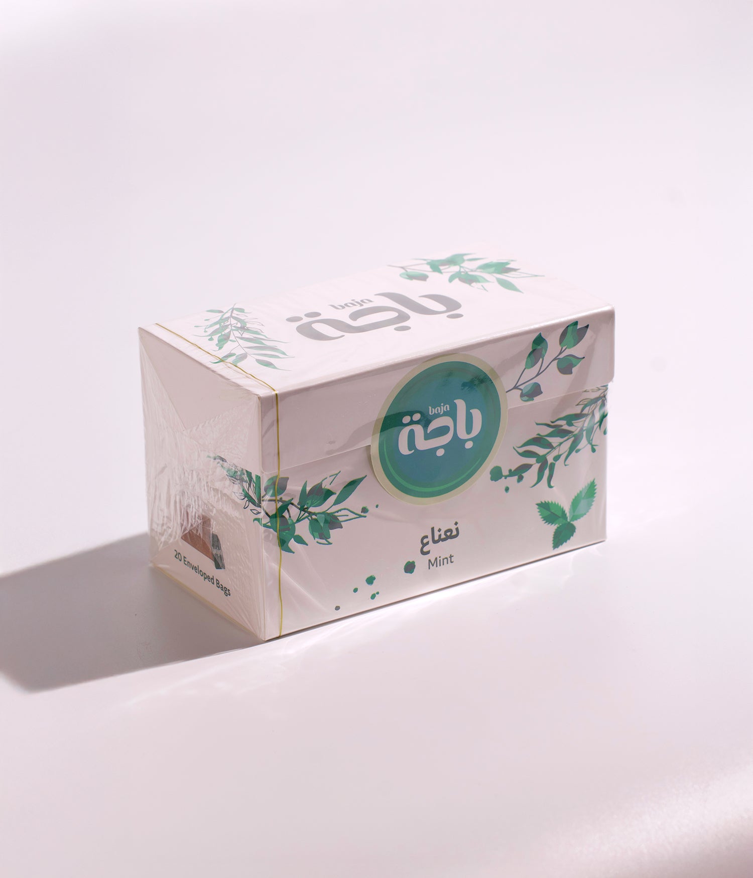 شاي طبيعي بنكهة النعناع من باجة، يأتي في عبوة تحتوي على 20 ظرف، مناسب للاستخدام اليومي