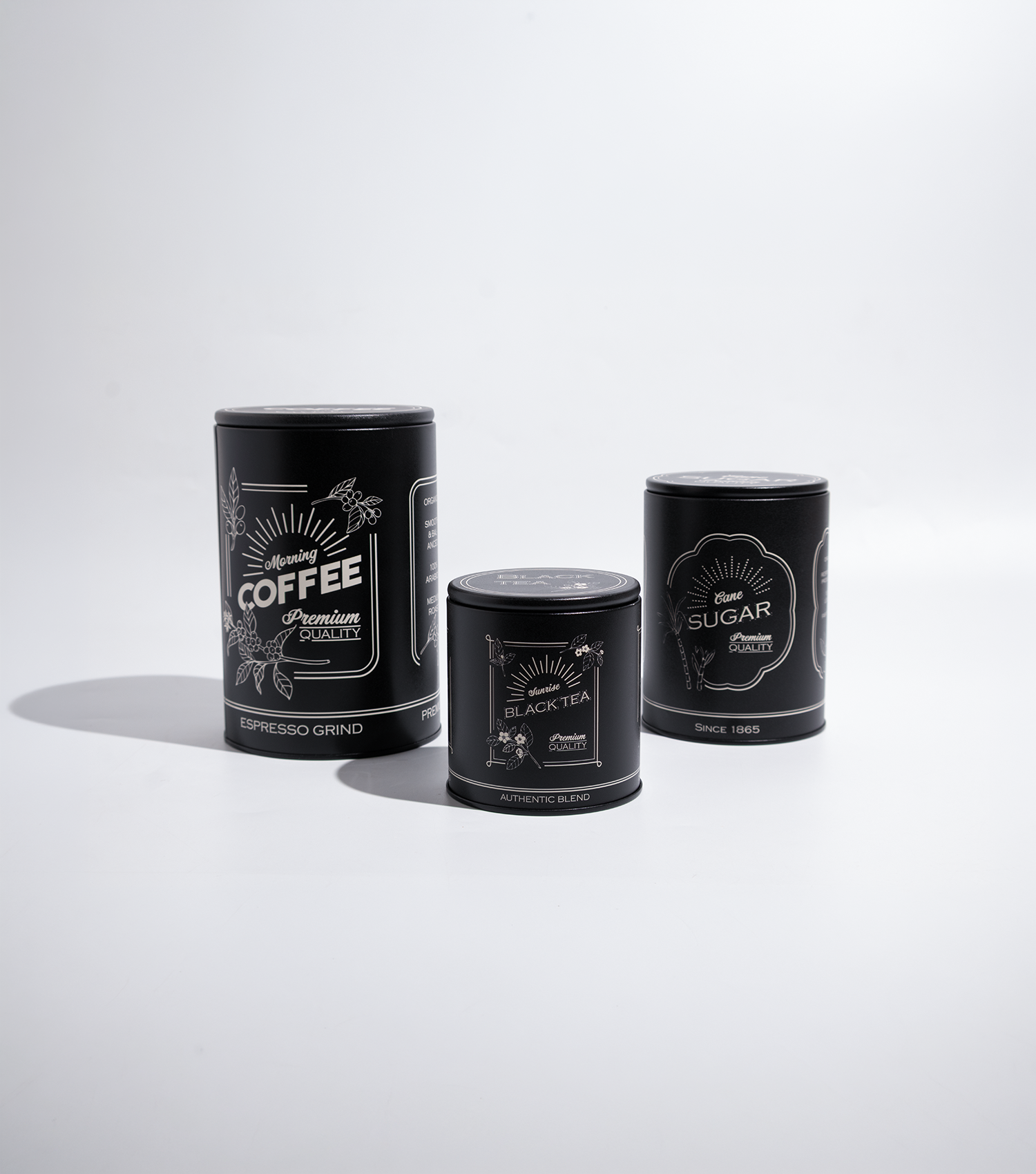 Black metal storage set
