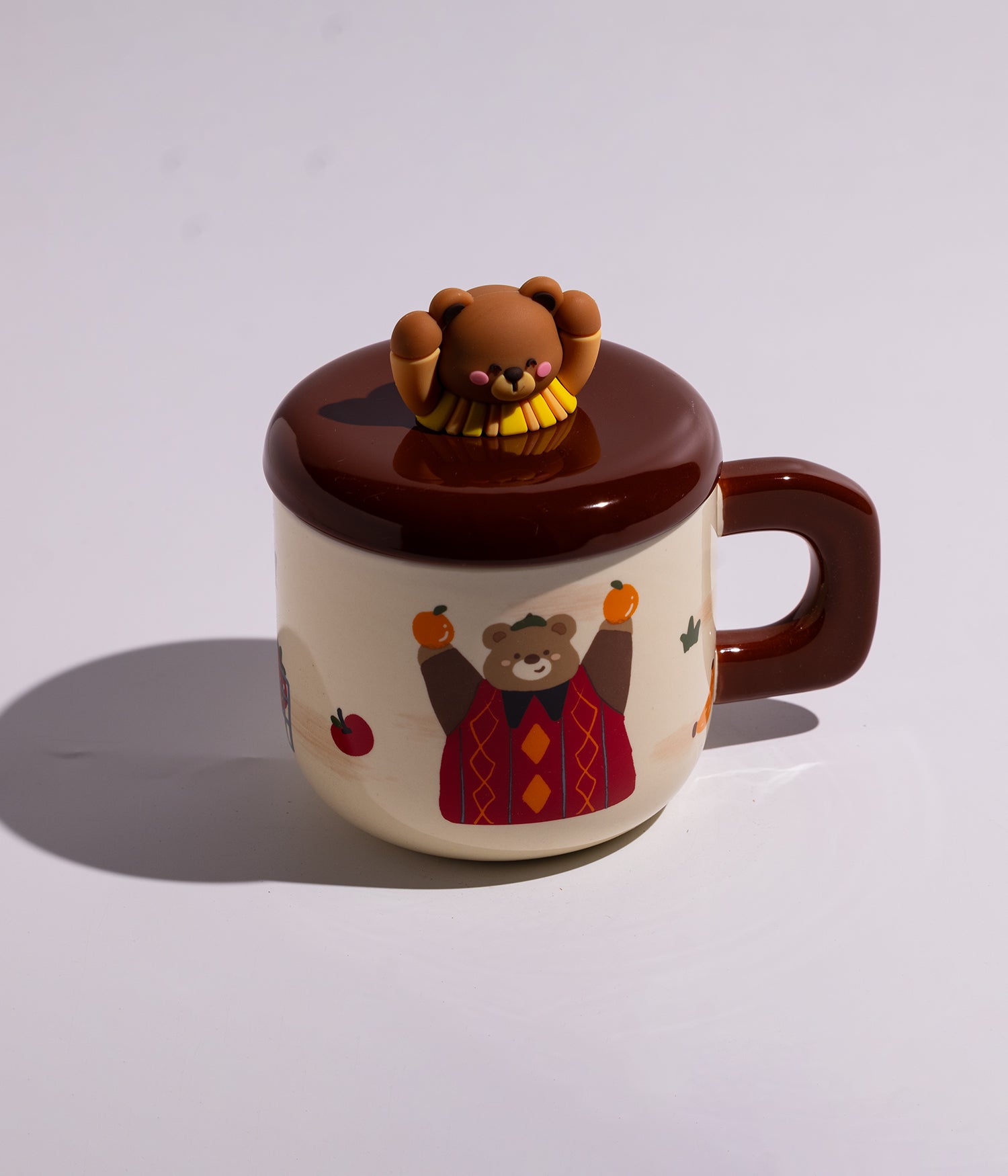 كوب سيراميك بتصاميم دببة مع غطاء بمجسم دب