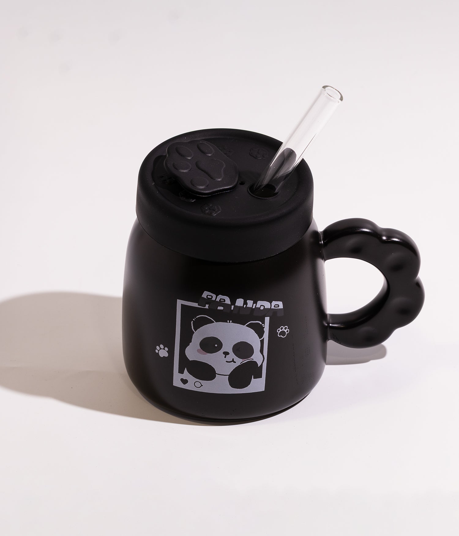 كوب قهوة سيراميك بتصميم باندا لطيف مع غطاء عملي ومزاز