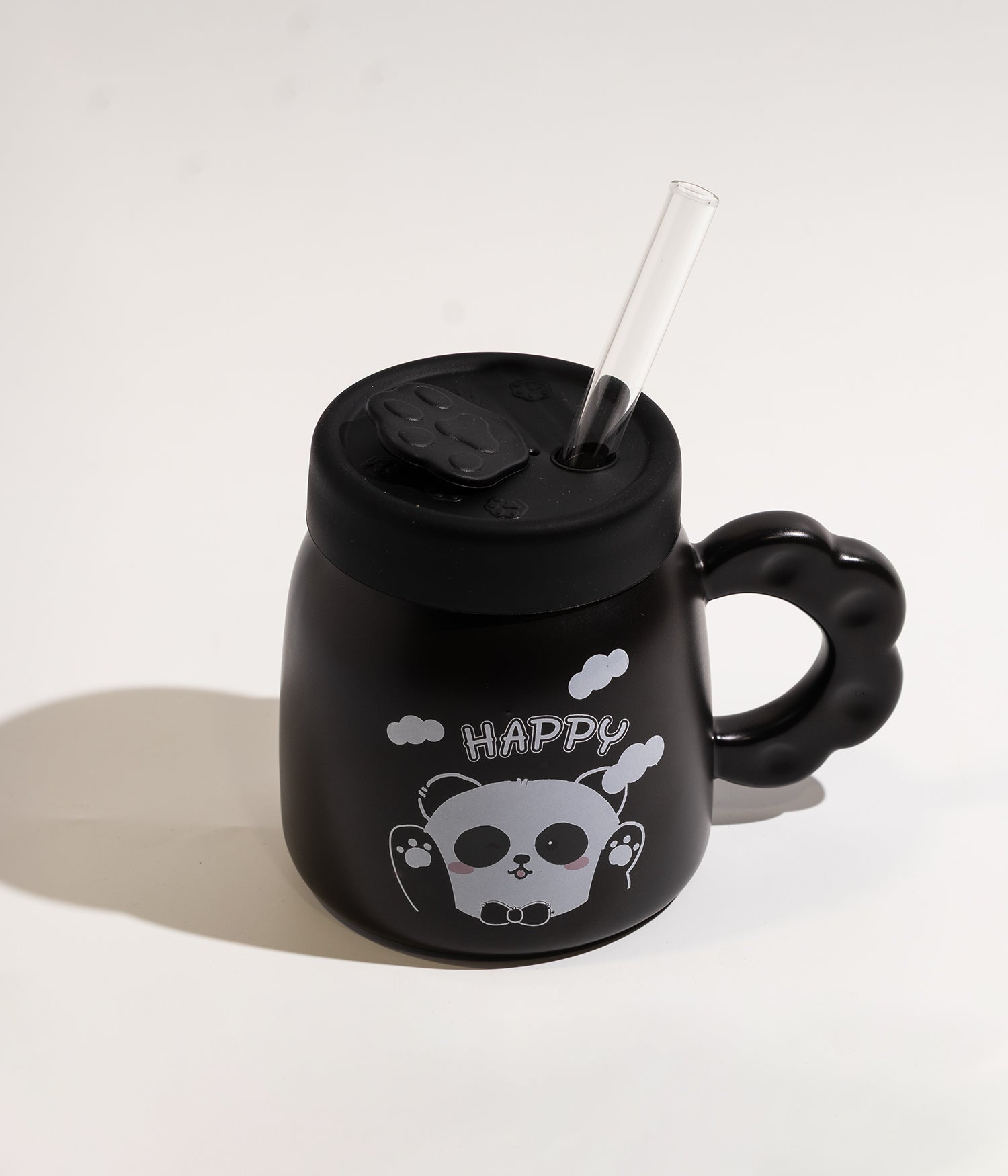 كوب قهوة سيراميك بتصميم باندا لطيف مع غطاء عملي ومزاز
