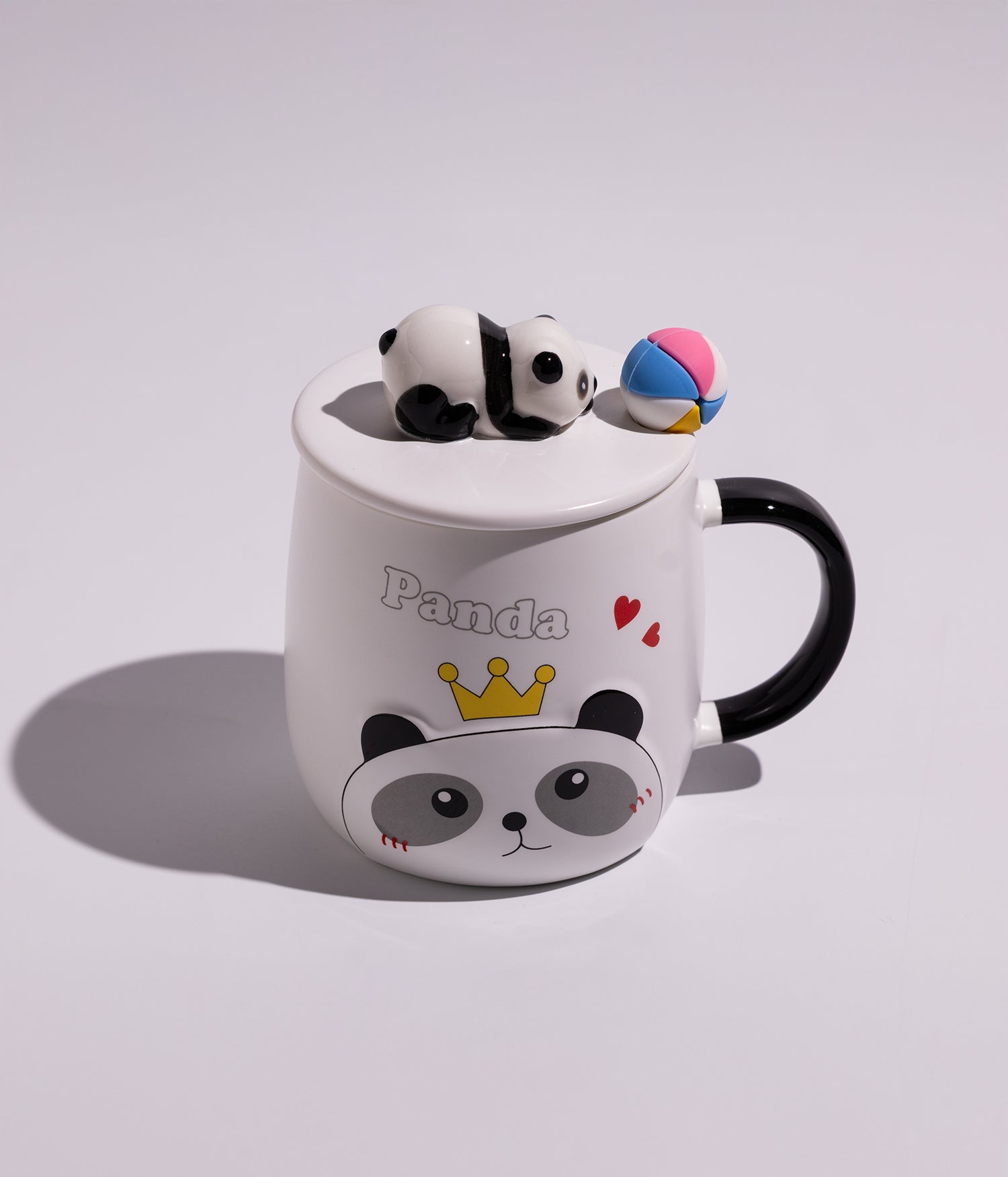 كوب قهوة سيراميك بتصميم كينج باندا مع غطاء وملعقة