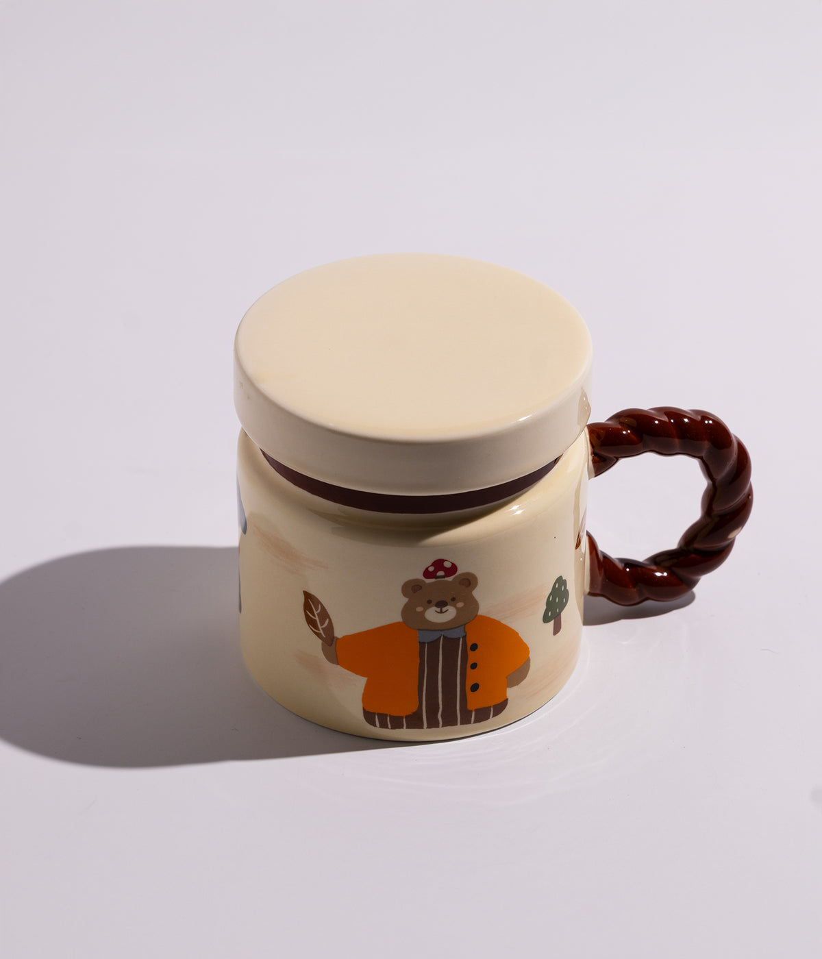 كوب سيراميك بتصميم دب مع غطاء محكم الاغلاق