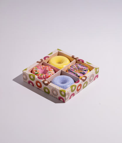 كرات دوناتس فوّارة مخصصة للاستحمام والاسترخاء، بروائح منعشة تضيف إحساسًا بالانتعاش وتحول تجربة الاستحمام إلى لحظة ممتعة