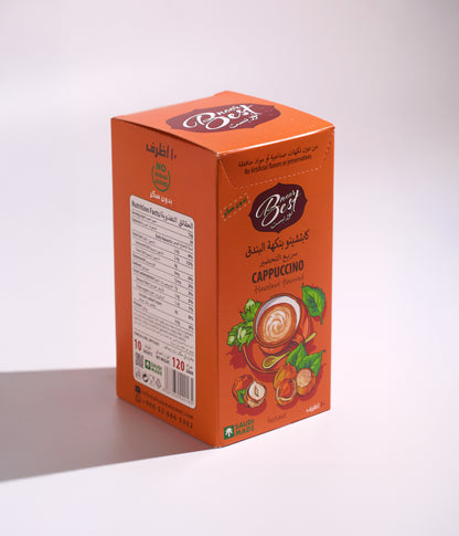 نور بيست كابتشينو سريع التحضير بنكهة البندق، مزيج كريمي غني يجمع بين طعم القهوة الناعم ولمسة البندق العطرية اللذيذة، مثالي للاستخدام اليومي