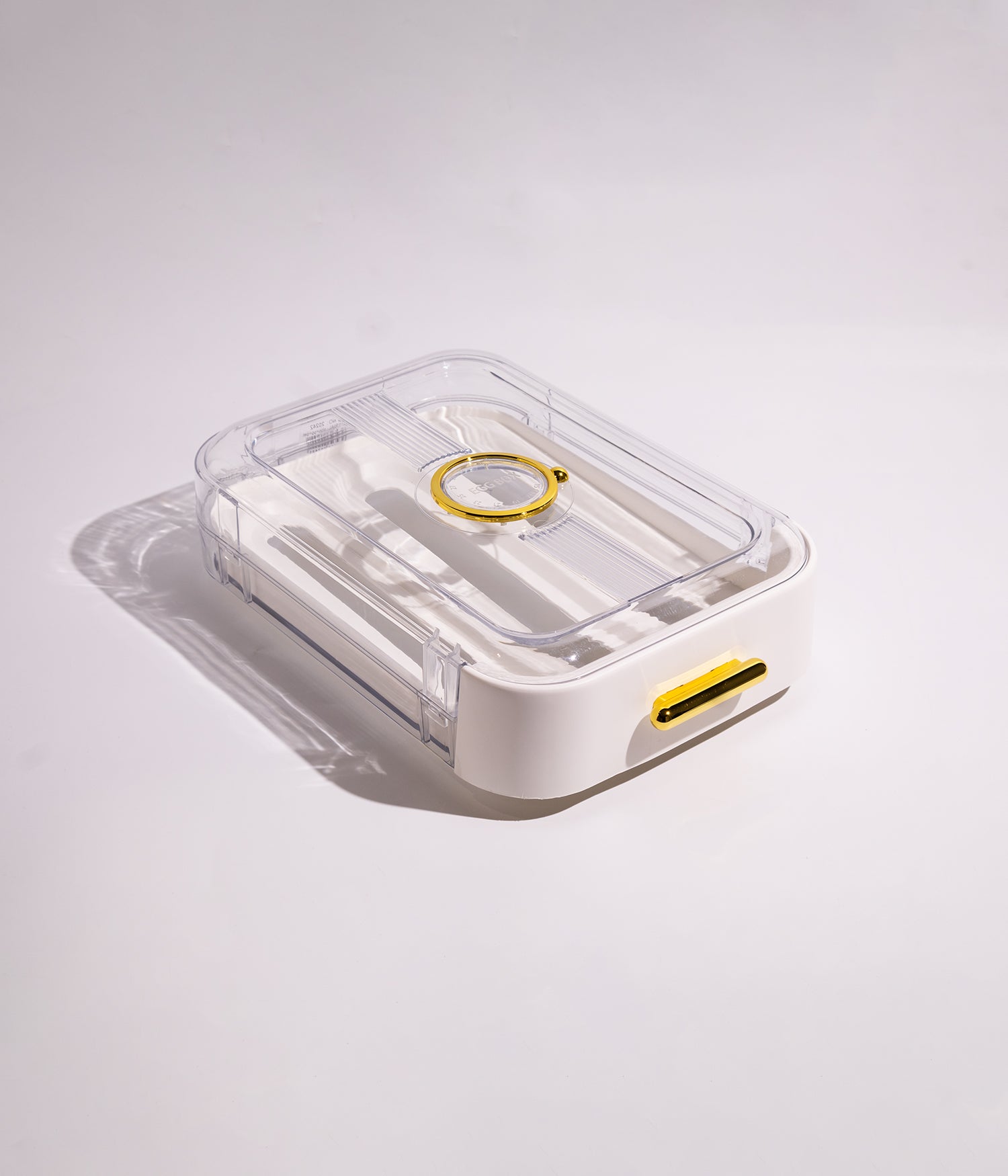 صندوق تخزين بلاستيكي أنيق بغطاء محكم ومقبض ذهبي