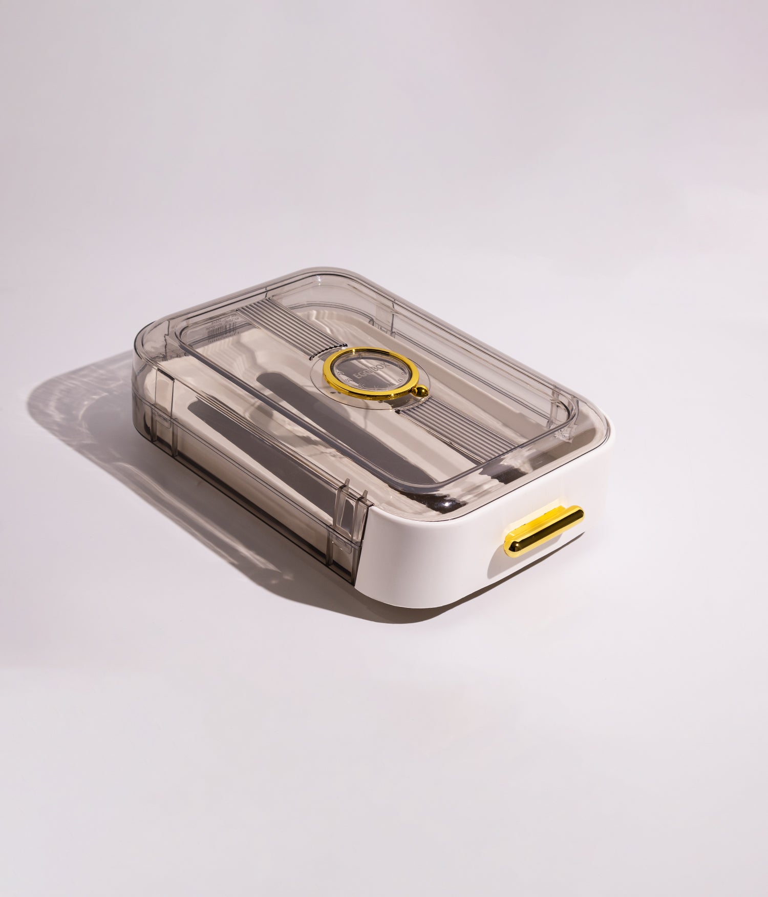 صندوق تخزين بلاستيكي أنيق بغطاء محكم ومقبض ذهبي