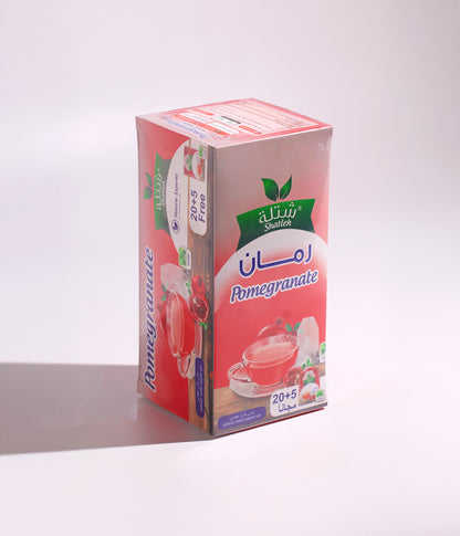 شاي أعشاب بنكهة الرمان، عبوة شتلة تحتوي على 20+5 أكياس بوزن إجمالي 50 جرام، مناسب للاستخدام اليومي