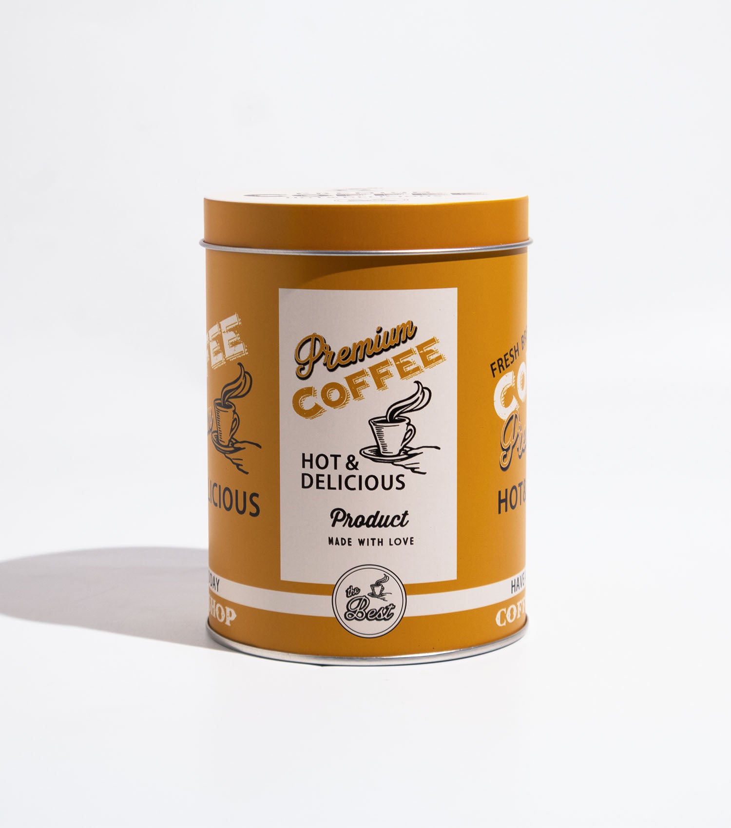Orange metal coffee tin