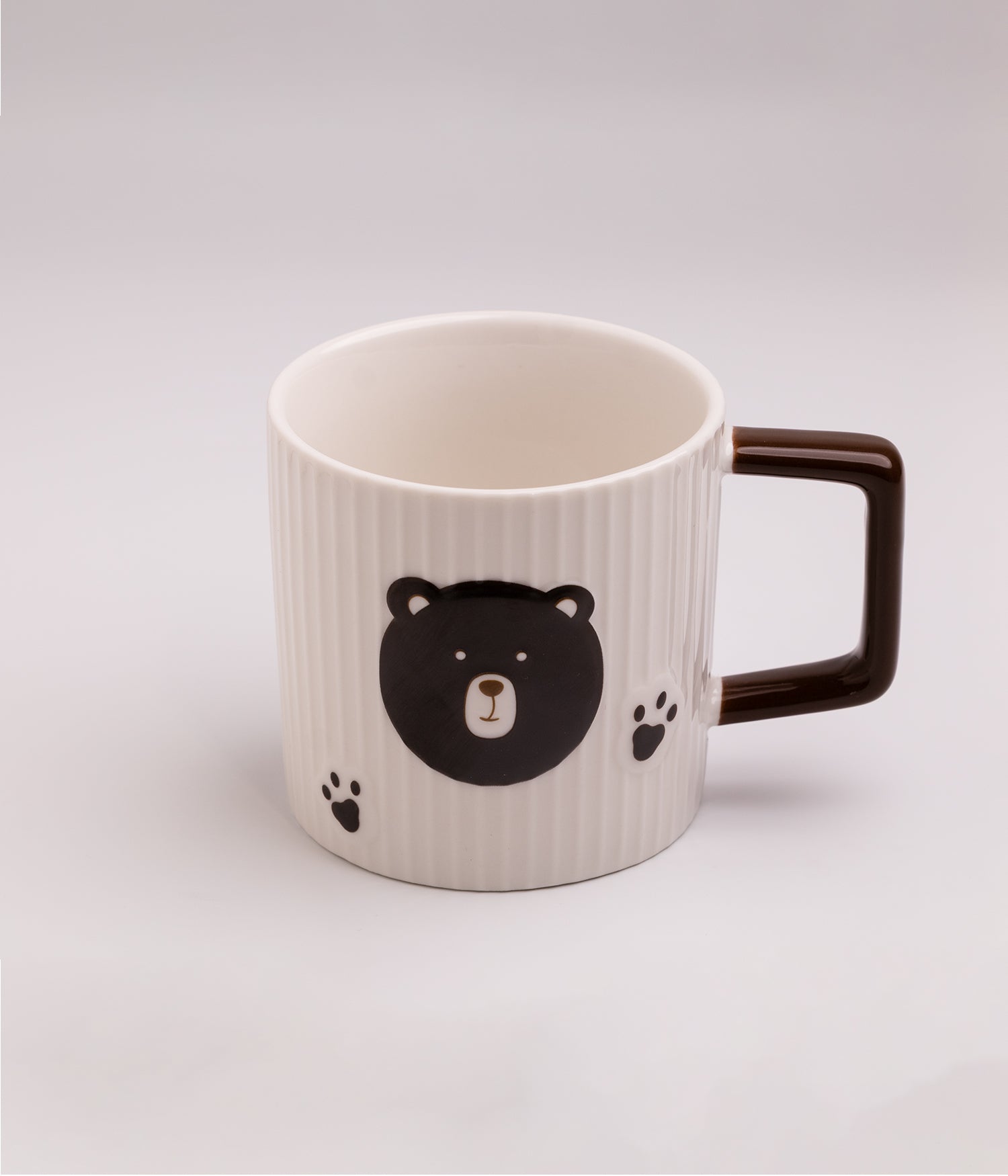 Brown Bear Face and Claws Design Ceramic Mug with Lid and Spoon