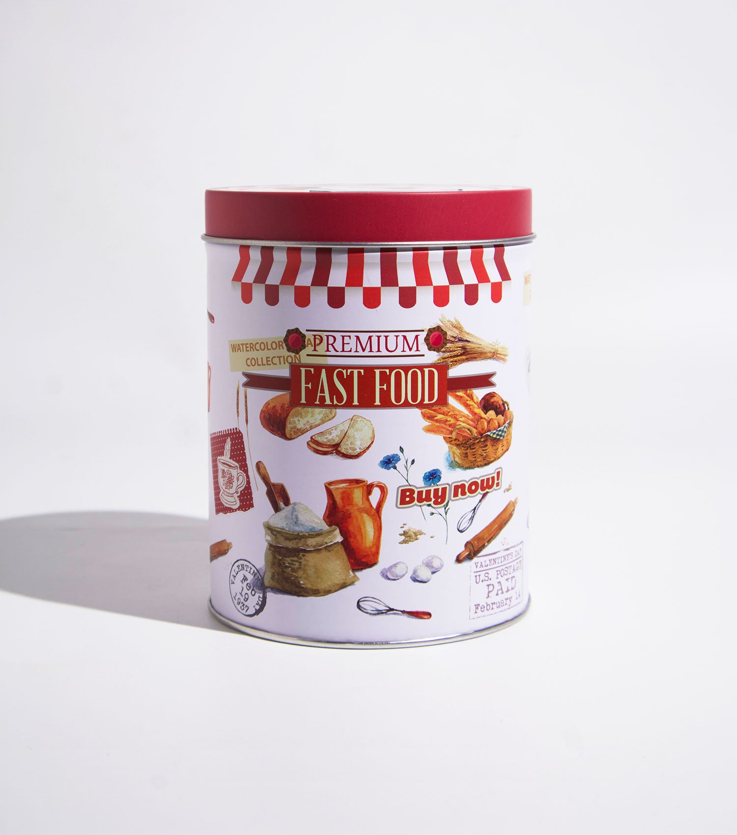 Metal food storage tin